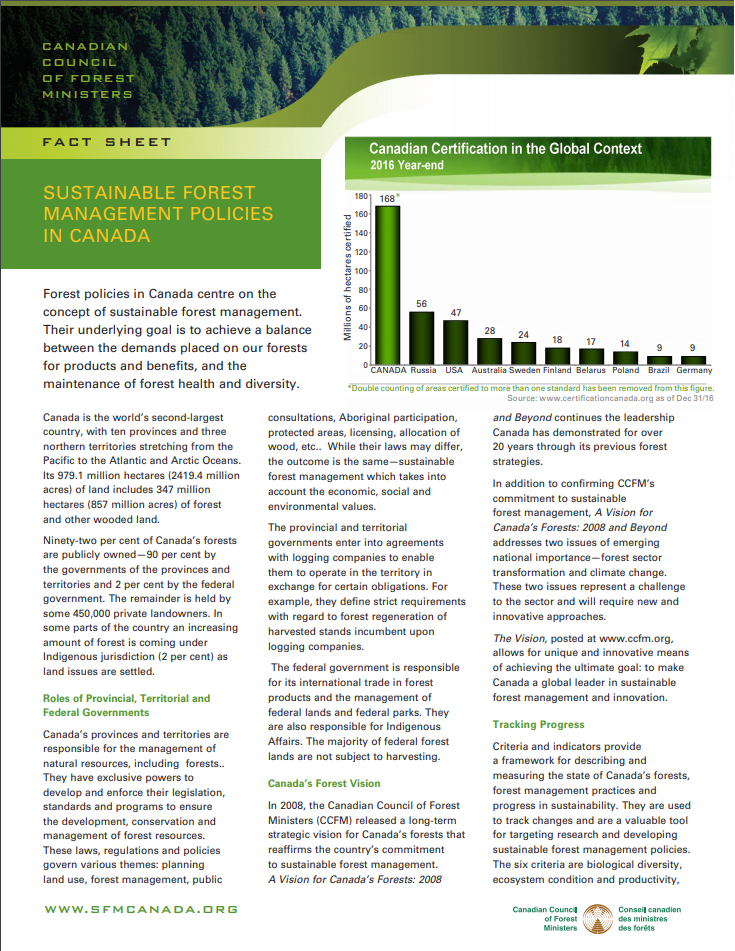 Sustainable Forest Management Policies in Canada